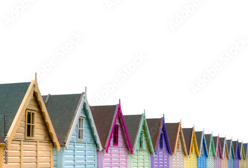 row of beach huts isolated on white © smikeymikey1