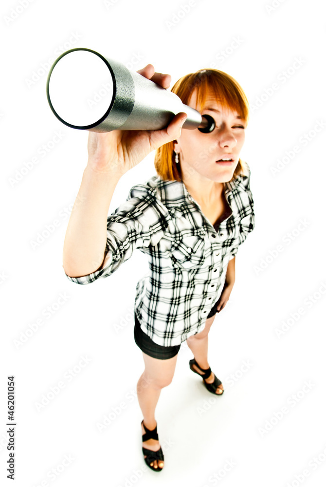 Naklejka premium woman with telescope