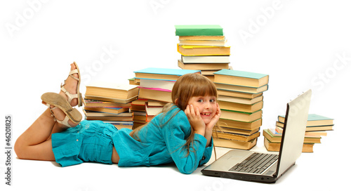 little girl with notebook a...