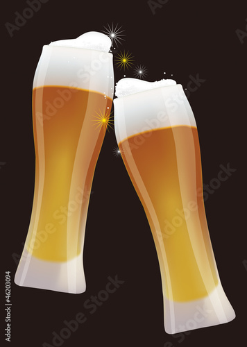 乾杯をするビールのイラスト