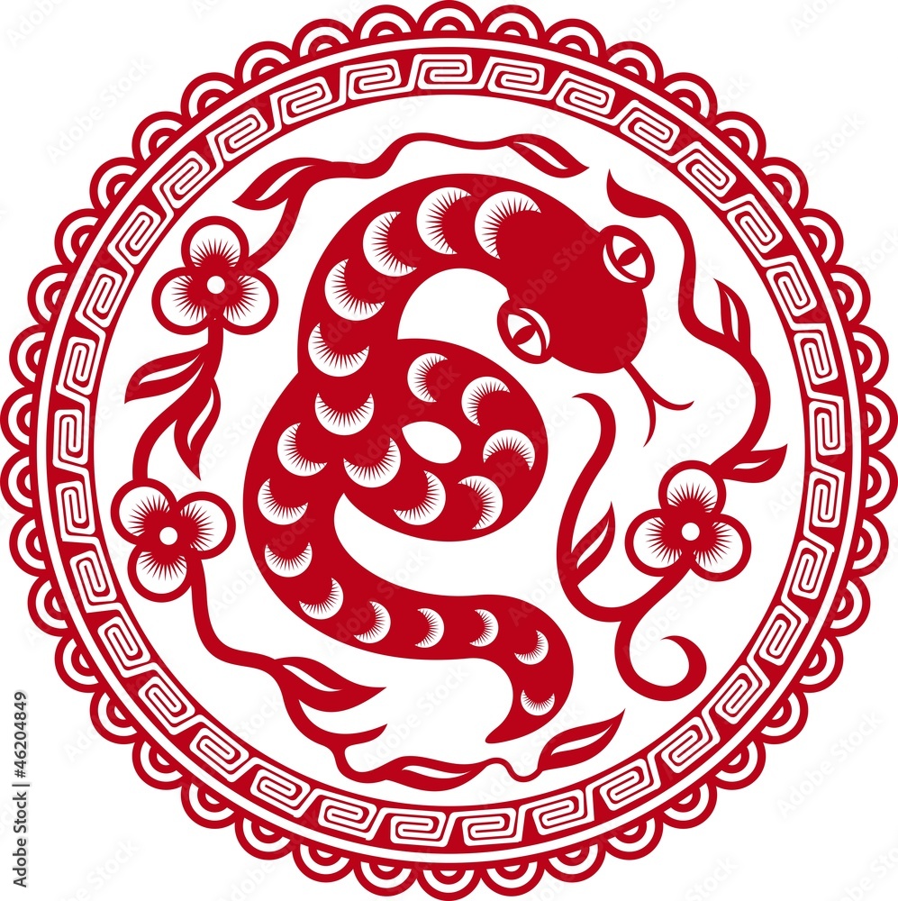 chinese paper cut snake as symbol of year