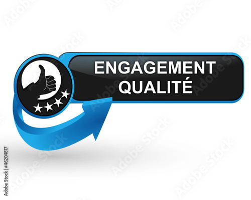 engagement qualité sur bouton web design bleu