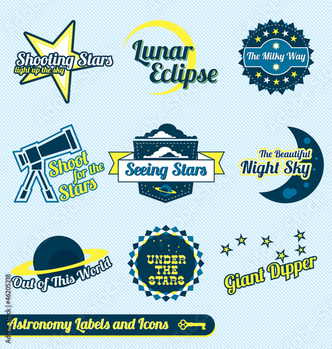 Vector Set: Vintage Astronomy and Stars Labels and Icons