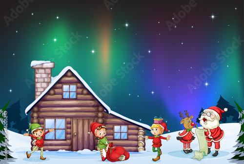 santa clause, kids and reindeer