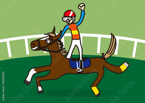 レースに勝利した馬とジョッキーのイラスト