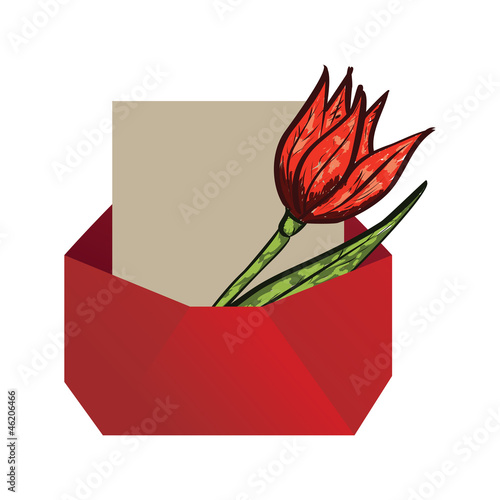 Slika na platnu Envelope with tulip