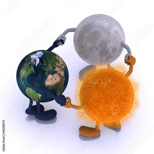 Fototapeta Naklejka Na Ścianę i Meble -  world, sun and the moon are round dance