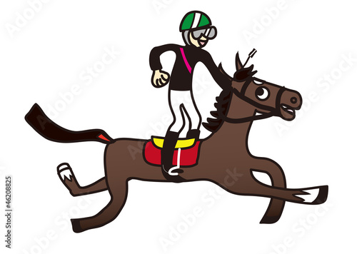 競走馬とジョッキーのイラスト