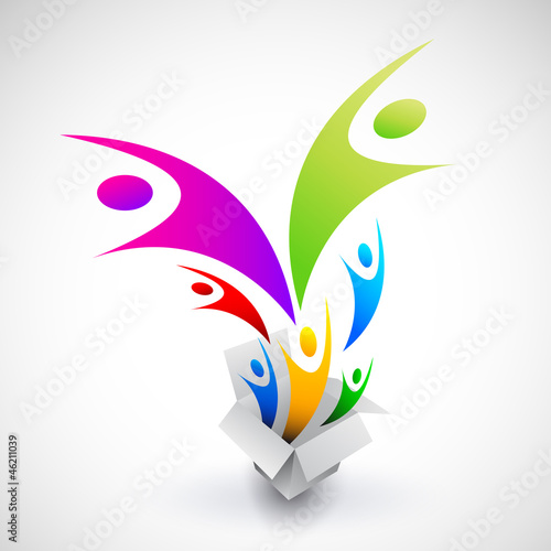 Vector People come out of a box