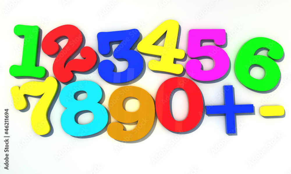 123 Multicolor numbers over white background 123 Multicolor numbers over white background