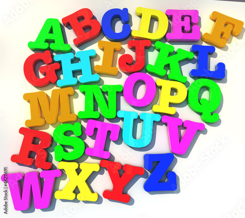 abcd alphabet over white background photo