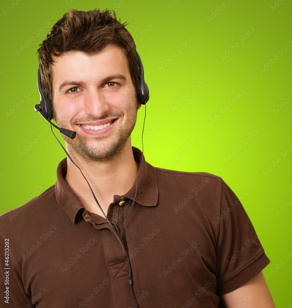 Portrait Of A Young Male With Microphone Portrait Of A Young Male With Microphone