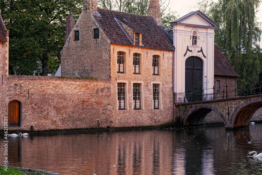 Classic view of channels of Bruges. Belgium. Classic view of channels of Bruges. Belgium.
