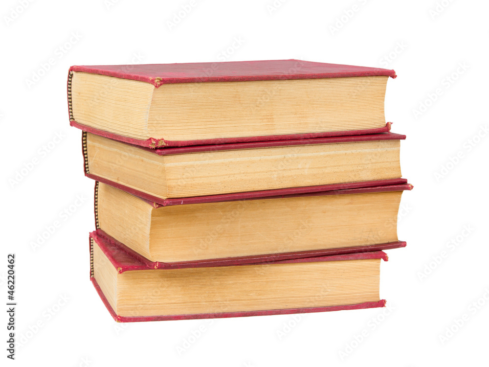 Stack of old books with red covers Stack of old books with red covers
