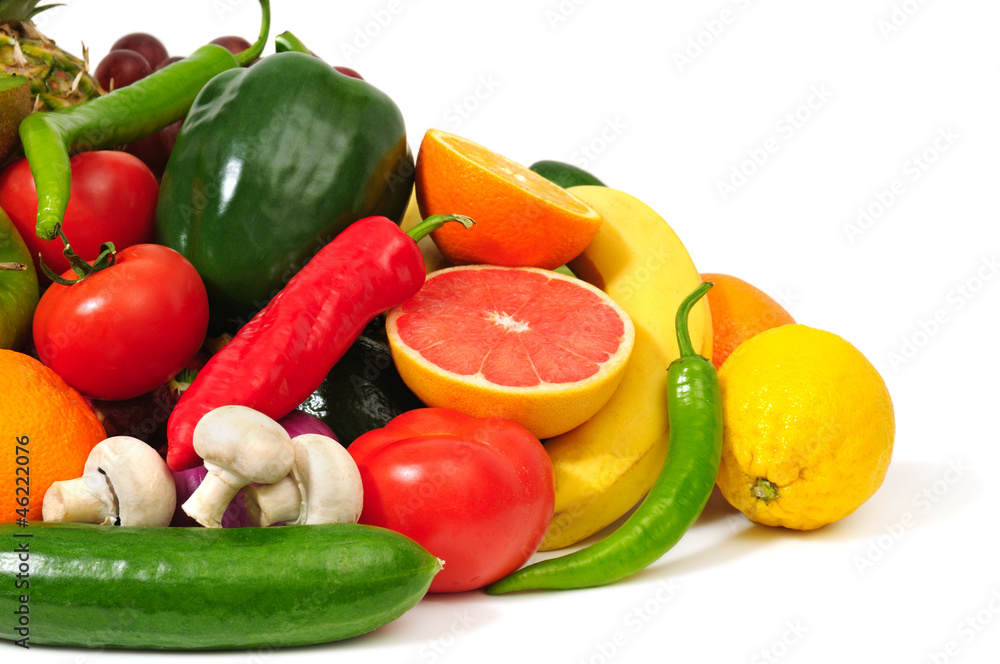 fruits and vegetables isolated on white background fruits and vegetables isolated on white background