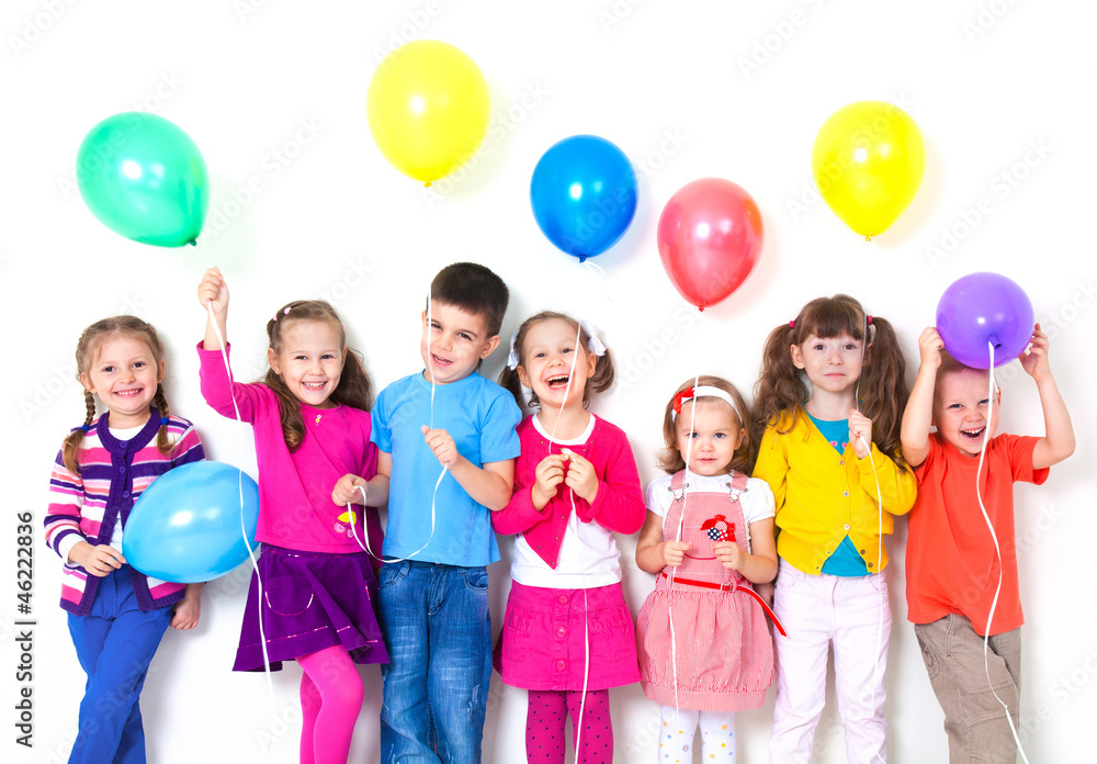 happy children with balloons