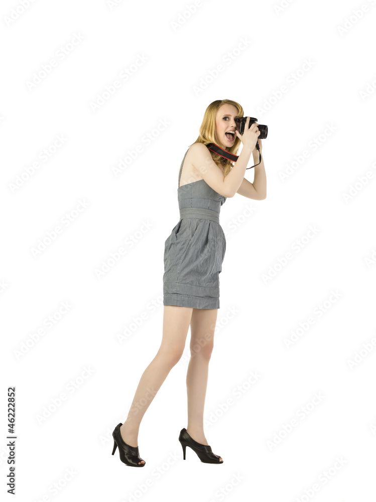 happy attractive lady taking picture happy attractive lady taking picture