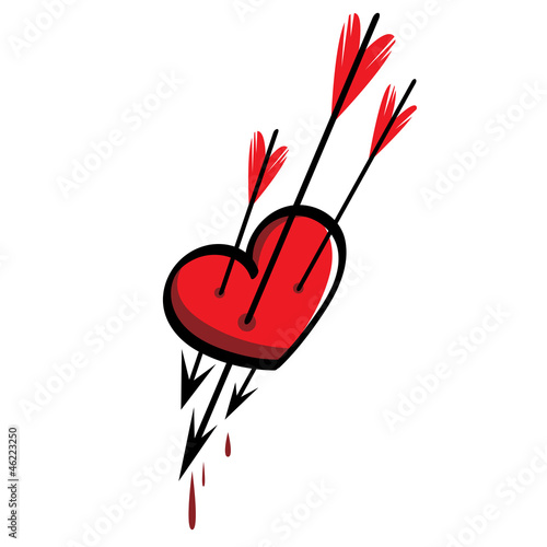 Three cupid arrows sticking in the heart