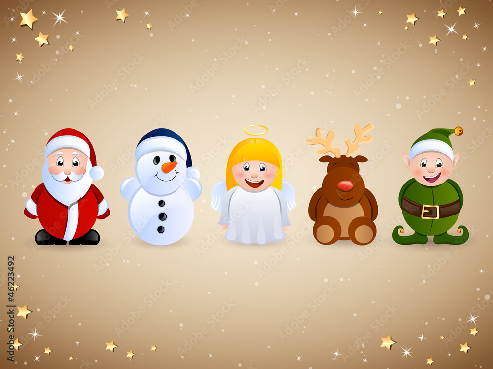 Vector Set with Christmas Character Icons Vector Set with Christmas Character Icons