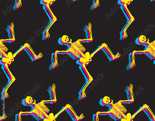 Seamless with dancing skeletons
