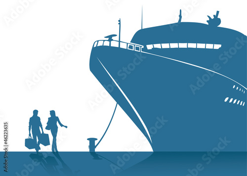 Cruise ship background - vector illustration