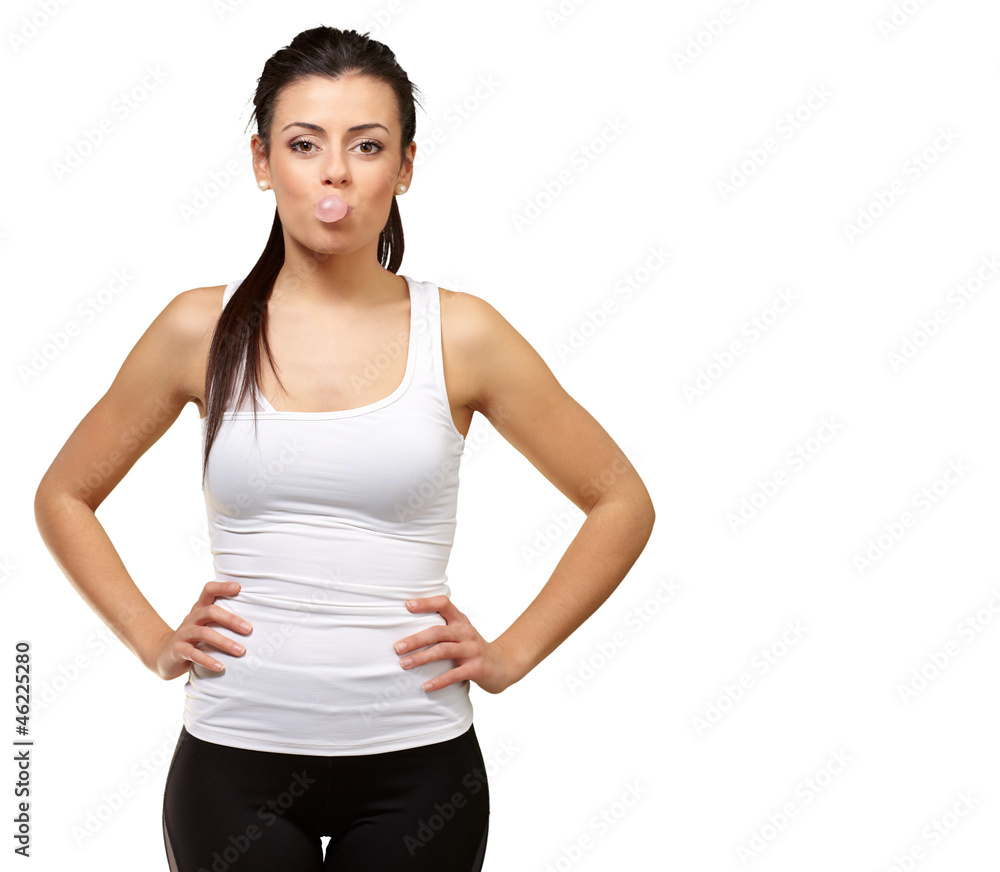 Female Blowing Bubble Gum Female Blowing Bubble Gum