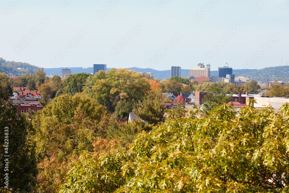 Obraz premium Charleston, West Virginia - distant view of the downtown