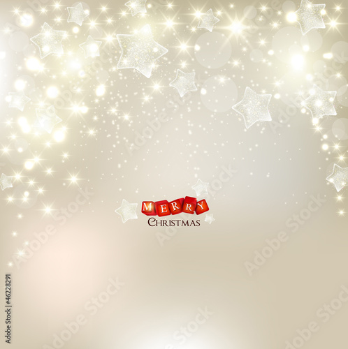 Elegant Christmas background with stars and place for text. Vect