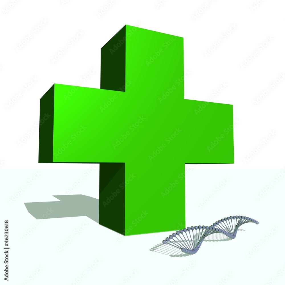 Obraz premium Green cross and DNS chain