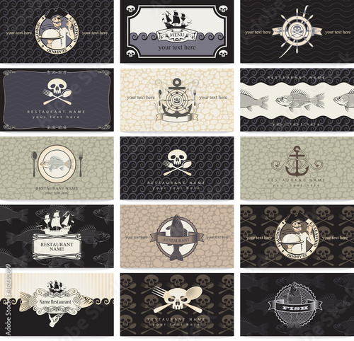set of business cards for the pirate bar