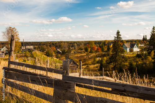 Autumn landscape near village Derevianka, Karelia.