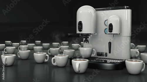 Fototapeta Naklejka Na Ścianę i Meble -  Macchina per caffè con tazze bianco