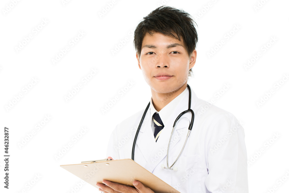 Asian young medical doctor isolated on white background Asian young medical doctor isolated on white background