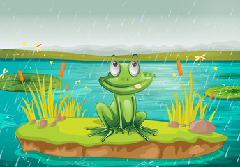 Handdoek met foto Onderwaterwereld Kikker in stil rivierwater  © GraphicsRF