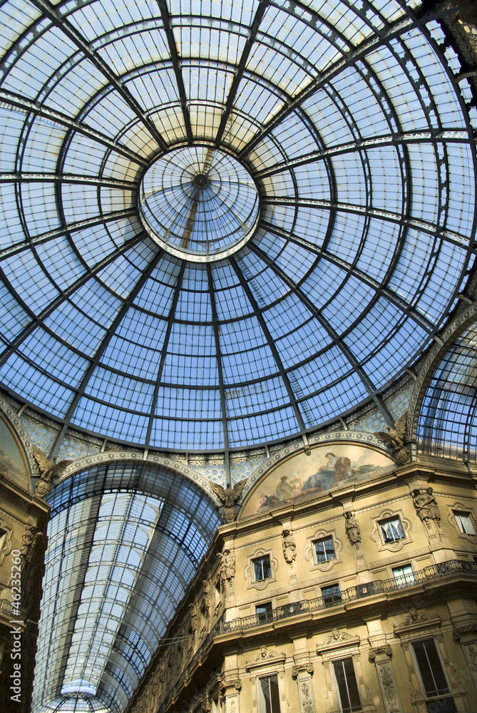 Glass ceiling in Vittorio Emanuele gallery of Milan