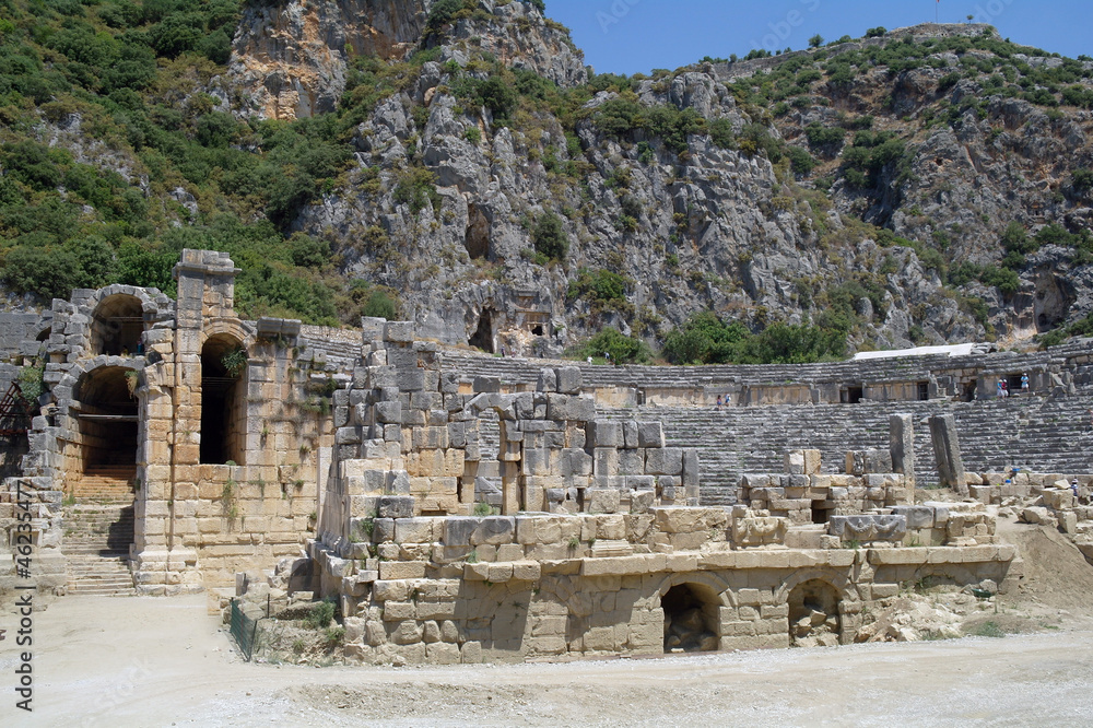 Ancient amphitheater in Myra, Turkey 