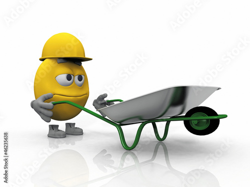 smiley  worker with a wheelbarrow