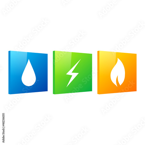 water, electricity, gas (blue, green, orange version)