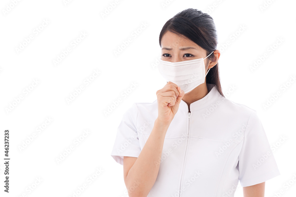 a young asian doctor on white background