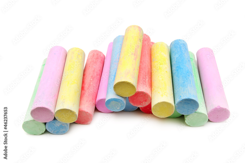 multicolored chalk isolated on white background multicolored chalk isolated on white background