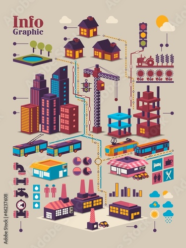 isometric city info graphic,