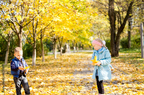 Children in a colourful autumn park