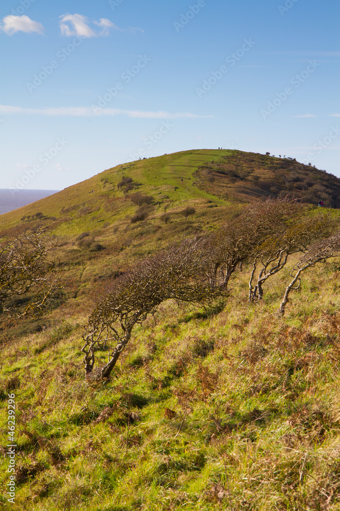 Fototapeta premium Walk along Brean Down Somerset towards the fort at the end