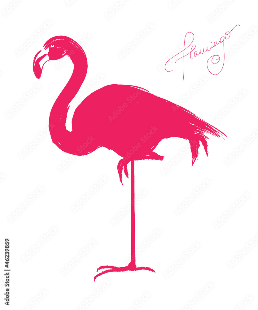 Fototapeta premium Pink flamingo - vector illustration