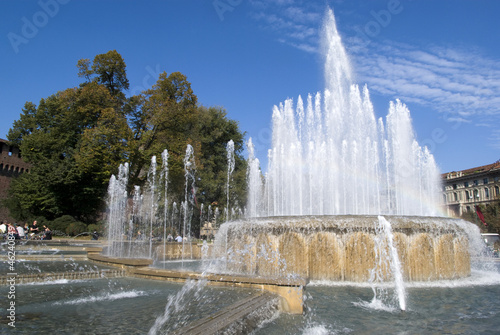 Fountain in front of the Sforza Castle in Milan