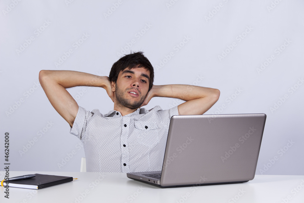 Businessman relaxing at his office