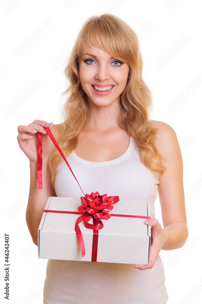 blonde and a gift box blonde and a gift box