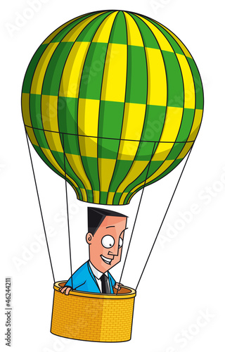 Businessman flying in balloon (EPS 10,includes transparency)