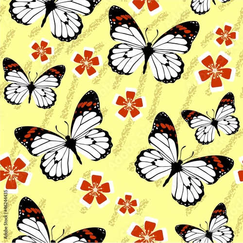 Seamless grunge butterfly texture 528