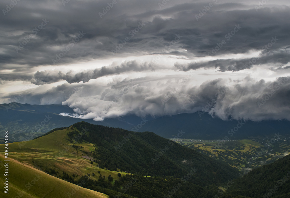 Stormy clouds over the mountains